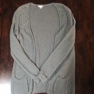 grey studded cardigan from xhilaratoon